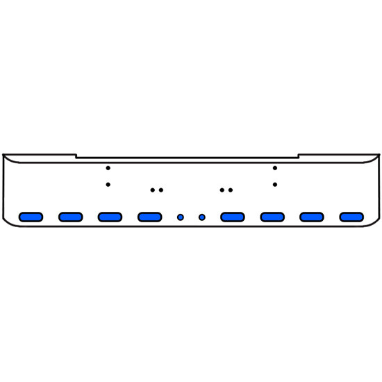 18 Inch 7 Gauge Chrome Texas Rolled End Bumper With Bolt Holes, 8 Ovals-2 Round 2 Inch Amber-Blue Dual Revolution Lights With Visor For Kenworth W900A 1967 Thru 1981