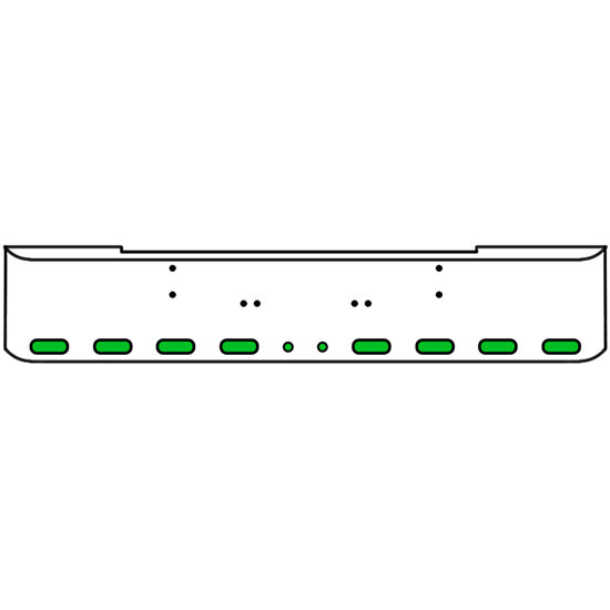 18 Inch 7 Gauge Chrome Texas Rolled End Bumper With Bolt Holes, 8 Ovals-2 Round 2 Inch Amber-Green Dual Revolution Lights With Visor For Kenworth W900A 1967 Thru 1981