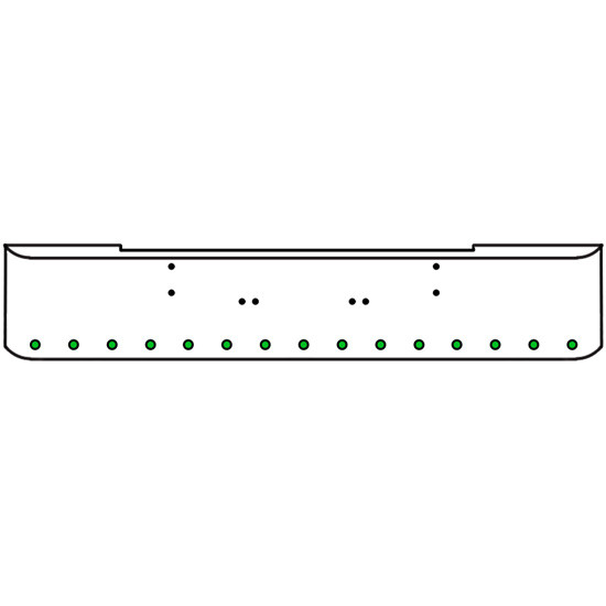 18 Inch 7 Gauge Chrome Texas Rolled End Bumper With Bolt Holes, 15 Round 2 Inch Amber-Green Dual Revolution Lights With Visor For Kenworth W900A 1967 Thru 1981