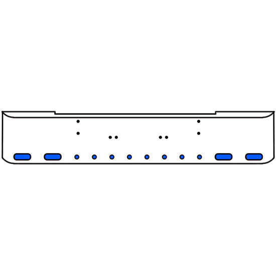 20 Inch 10 Gauge Chrome Texas Rolled End Bumper With Bolt Holes, 4 Ovals-8 Round 2 Inch Amber-Blue Dual Revolution Lights Without Visor For Kenworth W900A 1967-1981