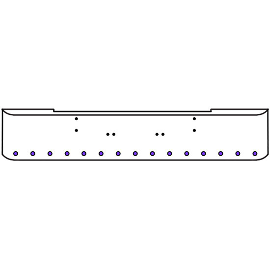 20 Inch 7 Gauge Chrome Texas Rolled End Bumper With Bolt Holes, 15 Round 2 Inch Amber-Purple Dual Revolution Lights With Visor For Kenworth W900A 1967-1981