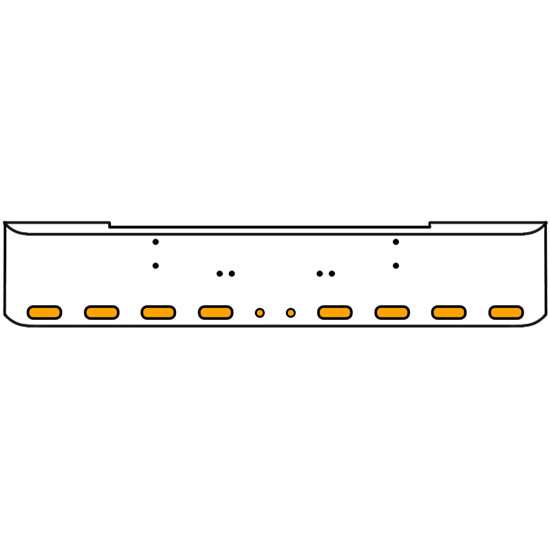 22 Inch 10 Gauge Chrome Texas Rolled End Bumper With Bolt Holes, 8 Ovals-2 Round 2 Inch Amber-Amber Mirage Lights Without Visor For Kenworth W900A 1967 Thru 1981