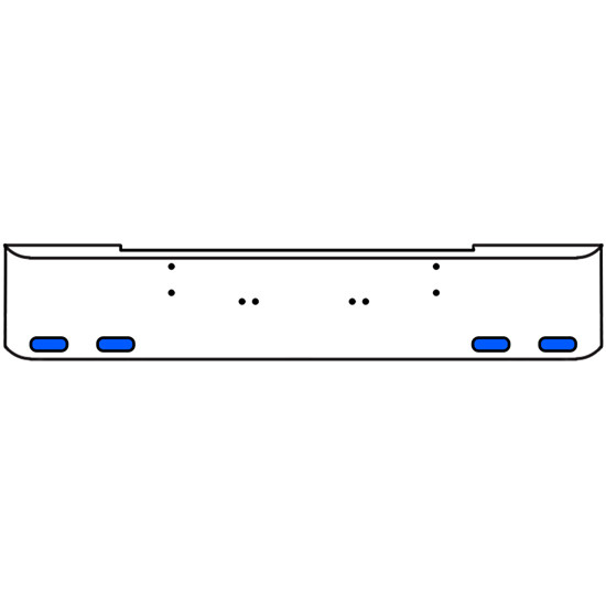 22 Inch 10 Gauge Chrome Texas Rolled End Bumper With Bolt Holes, 4 Oval Amber-Blue Dual Revolution Lights Without Visor For Kenworth W900A 1967 Thru 1981