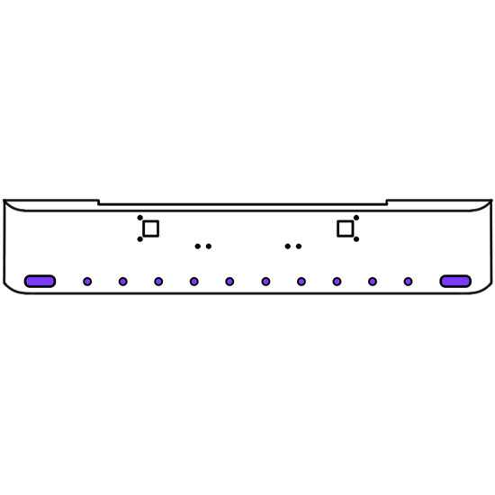 18 Inch 7 Gauge Chrome Texas Rolled End Bumper With Tow Holes, 2 Ovals-10 Round 2 Inch Amber-Purple Dual Revolution Lights Without Visor For Kenworth W900A 1967 Thru 1981