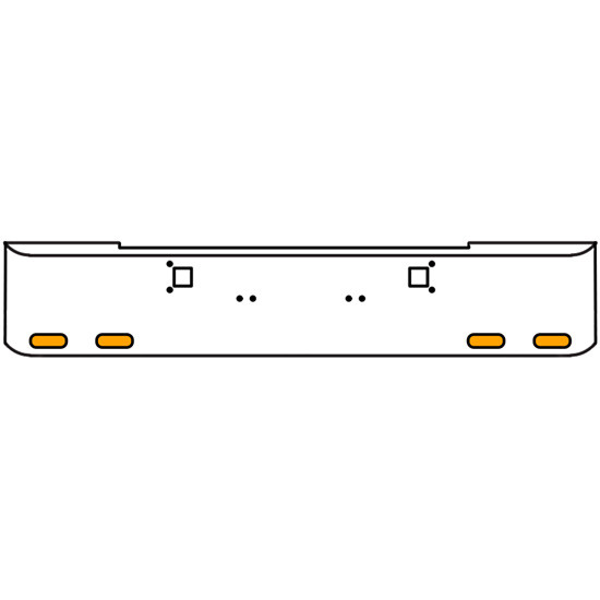 18 Inch 7 Gauge Chrome Texas Rolled End Bumper With Tow Holes, 4 Oval Amber-Amber Mirage Lights Without Visor For Kenworth W900A 1967 Thru 1981