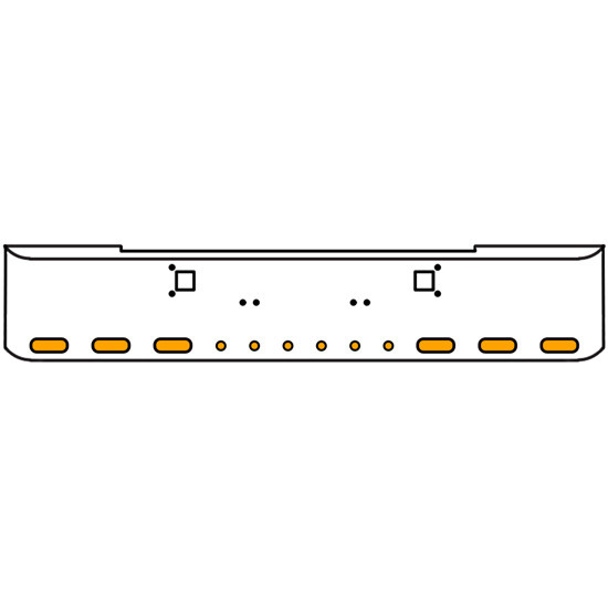18 Inch 7 Gauge Chrome Texas Rolled End Bumper With Tow Holes, 6 Ovals-6 Round 2 Inch Amber-Clear Chrome Lights With Visor For Kenworth W900A 1967 Thru 1981