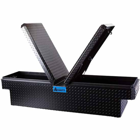 Merritt Aluminum 16 x 20 x 60 Inch Textured Black Diamond Plate Aluminum Gull Wing Tool Box W/ Dual Lids