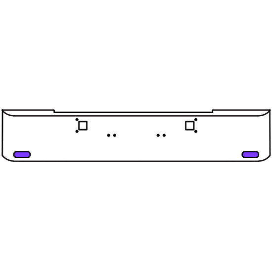 20 Inch 10 Gauge Chrome Texas Rolled End Bumper With Tow Holes, 2 Oval Amber-Purple Dual Revolution Lights With Visor For Kenworth W900A 1967-1981