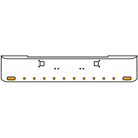 20 Inch 10 Gauge Chrome Texas Rolled End Bumper With Tow Holes, 2 Ovals-10 Round 2 Inch Amber-Clear Chrome Lights With Visor For Kenworth W900A 1967-1981