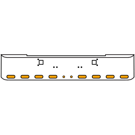 20 Inch 10 Gauge Chrome Texas Rolled End Bumper With Tow Holes, 8 Ovals-2 Round 2 Inch Amber-Amber Mirage Lights Without Visor For Kenworth W900A 1967-1981