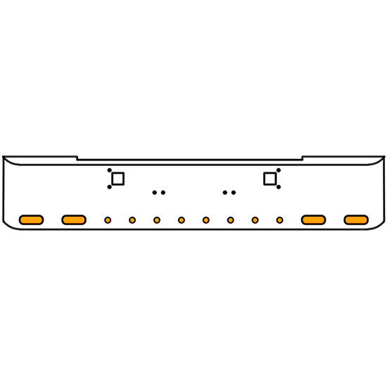 20 Inch 10 Gauge Chrome Texas Rolled End Bumper With Tow Holes, 4 Ovals-8 Round 2 Inch Amber-Clear Mirage Lights Without Visor For Kenworth W900A 1967-1981