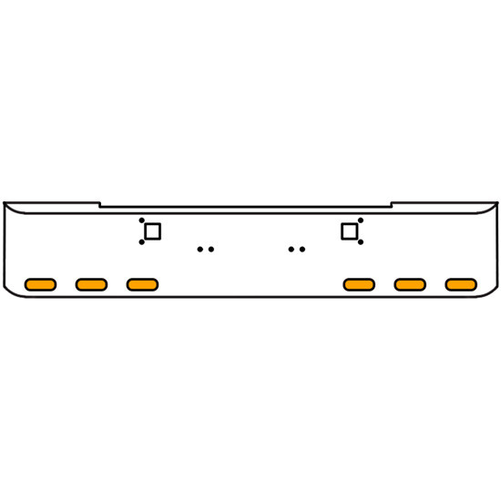 20 Inch 10 Gauge Chrome Texas Rolled End Bumper With Tow Holes, 6 Oval Amber-Clear Chrome Lights Without Visor For Kenworth W900A 1967-1981
