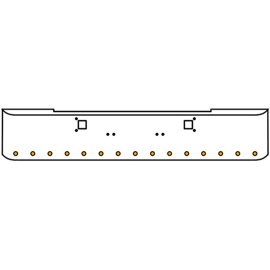 20 Inch 7 Gauge Chrome Texas Rolled End Bumper With Tow Holes, 15 Round 2 Inch Amber-Amber Vantage Lights Without Visor For Kenworth W900A 1967-1981