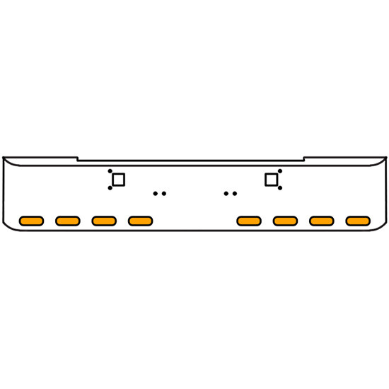 22 Inch 10 Gauge Chrome Texas Rolled End Bumper With Tow Holes, 8 Oval Amber-Clear Chrome Lights Without Visor For Kenworth W900A 1967 Thru 1981