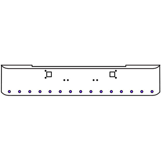 22 Inch 7 Gauge Chrome Texas Rolled End Bumper With Tow Holes, 15 Round 2 Inch Amber-Purple Dual Revolution Lights With Visor For Kenworth W900A 1967 Thru 1981