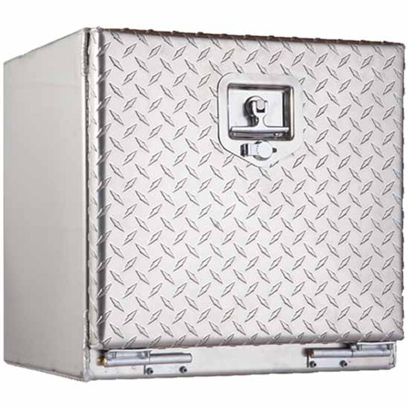 Aluminum Tool Box, 24 x 23 3/16 x 60 Inch W/ Diamond Plate Single Door & Bullet Style Hinge