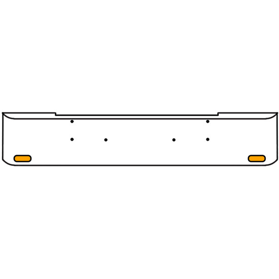 18 Inch Chrome Texas Rolled End Bumper Kit With Bolt Holes And 2 Oval Amber-Clear Mirage Lights With Visors For Kenworth W900B, W900L