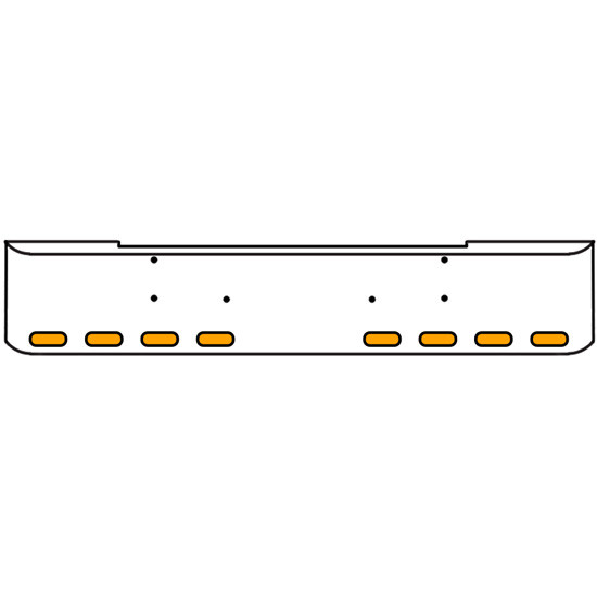 18 Inch Chrome Texas Rolled End Bumper Kit With Bolt Holes And 8 Oval Amber-Clear Mirage Lights For Kenworth W900B, W900L