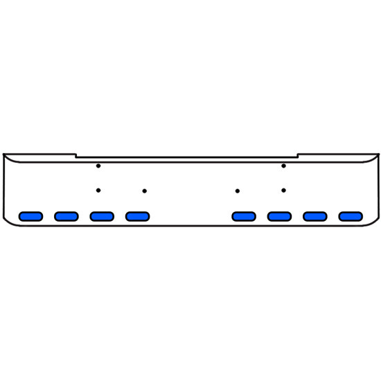 18 Inch Chrome Texas Rolled End Bumper Kit With Bolt Holes And 8 Oval Amber-Blue Dual Revolution Lights For Kenworth W900B, W900L