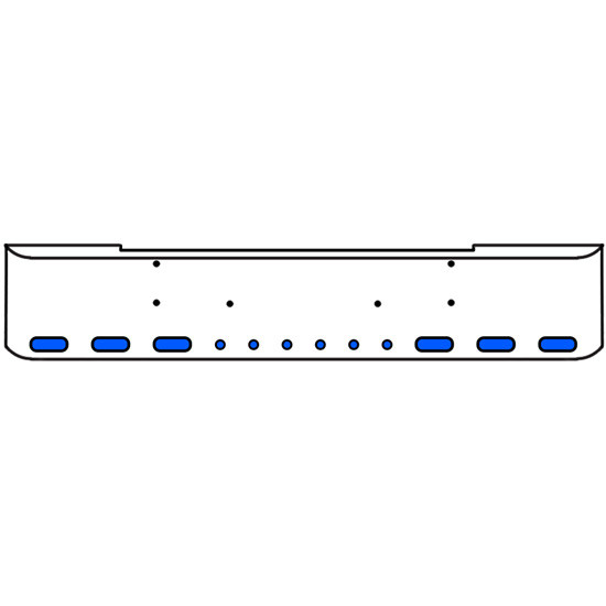 20 Inch Chrome Texas Rolled End Bumper Kit With Bolt Holes And 6 Oval-6 Round 2 Inch Amber-Blue Dual Revolution Lights With Visors For Kenworth W900B, W900L