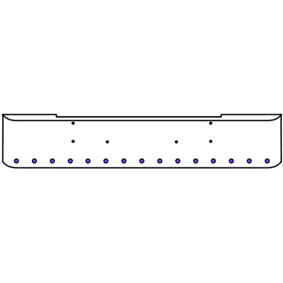 20 Inch Chrome Texas Rolled End Bumper Kit With Bolt Holes And 15 Round 2 Inch Amber-Purple Dual Revolution Lights For Kenworth W900B, W900L