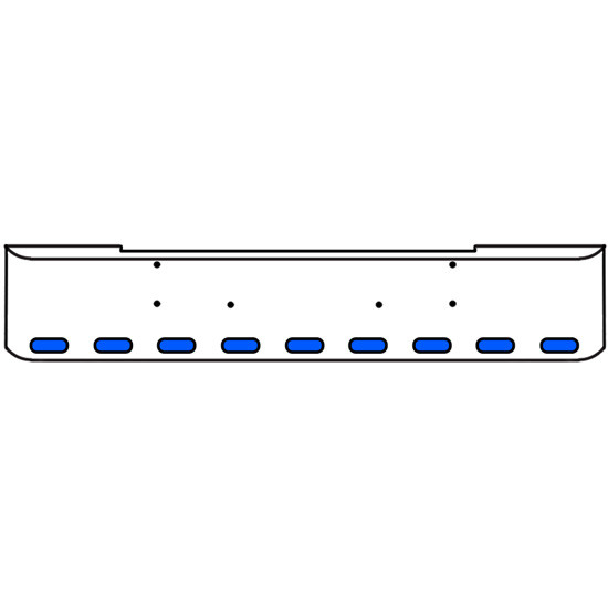 20 Inch Chrome Texas Rolled End Bumper Kit With Bolt Holes And 9 Oval Amber-Blue Dual Revolution Lights With Visors For Kenworth W900B, W900L