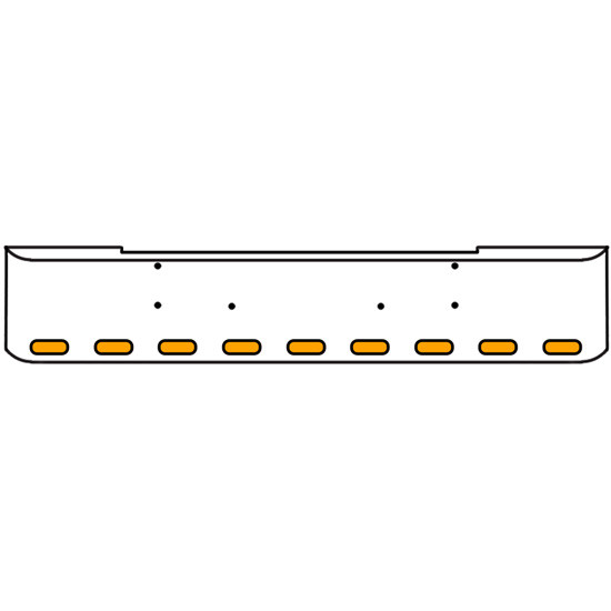 20 Inch Chrome Texas Rolled End Bumper Kit With Bolt Holes And 9 Oval Amber-Clear Mirrored Lights With Visors For Kenworth W900B, W900L