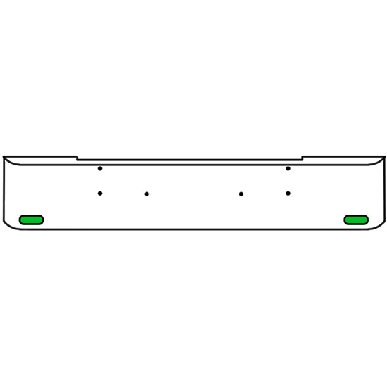 22 Inch Chrome Texas Rolled End Bumper Kit With Bolt Holes And 2 Oval Amber-Green Dual Revolution Lights For Kenworth W900B, W900L