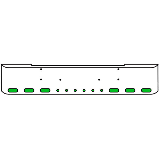 22 Inch Chrome Texas Rolled End Bumper Kit With Bolt Holes And 6 Oval-6 Round 2 Inch Amber-Green Dual Revolution Lights For Kenworth W900B, W900L