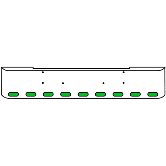 22 Inch Chrome Texas Rolled End Bumper Kit With Bolt Holes And 9 Oval Amber-Green Dual Revolution Lights For Kenworth W900B, W900L