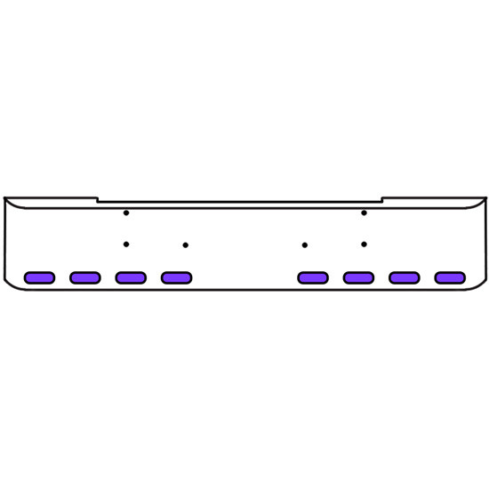 22 Inch Chrome Texas Rolled End Bumper Kit With Bolt Holes And 8 Oval Amber-Purple Dual Revolution Lights For Kenworth W900B, W900L