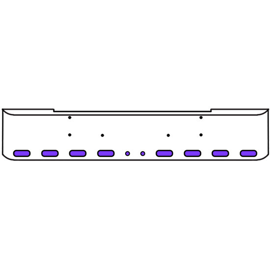 22 Inch Chrome Texas Rolled End Bumper Kit With Bolt Holes And 8 Oval-2 Round 2 Inch Amber-Purple Dual Revolution Lights For Kenworth W900B, W900L