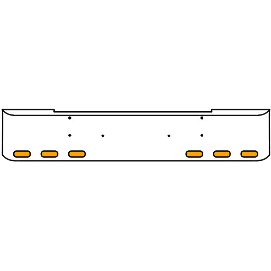 22 Inch Chrome Texas Rolled End Bumper Kit With Bolt Holes And 6 Oval Amber-Clear Mirage Lights For Kenworth W900B, W900L