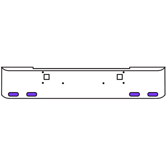 18 Inch Chrome Texas Rolled End Bumper Kit With Tow Holes And 4 Oval Amber-Purple Dual Revolution Lights With Visors For Kenworth W900B, W900L