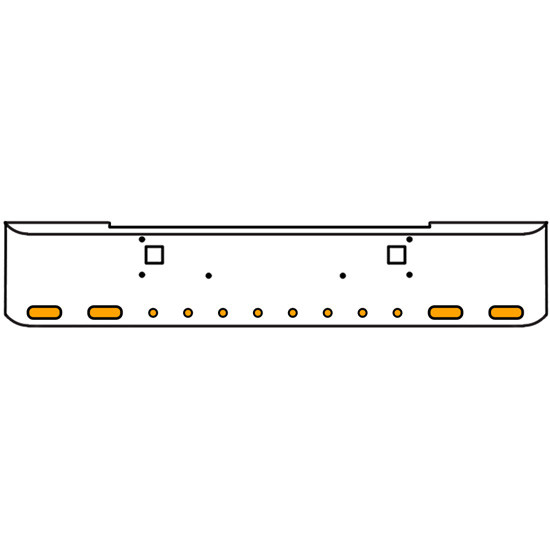 18 Inch Chrome Texas Rolled End Bumper Kit With Tow Holes And 4 Oval-8 Round 2 Inch Amber-Clear Chrome Lights With Visors For Kenworth W900B, W900L