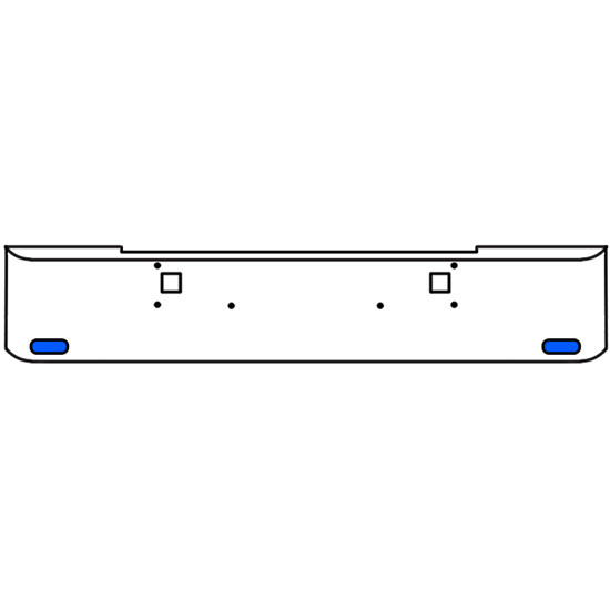 20 Inch Chrome Texas Rolled End Bumper Kit With Tow Holes And 2 Oval Amber-Blue Dual Revolution Lights For Kenworth W900B, W900L