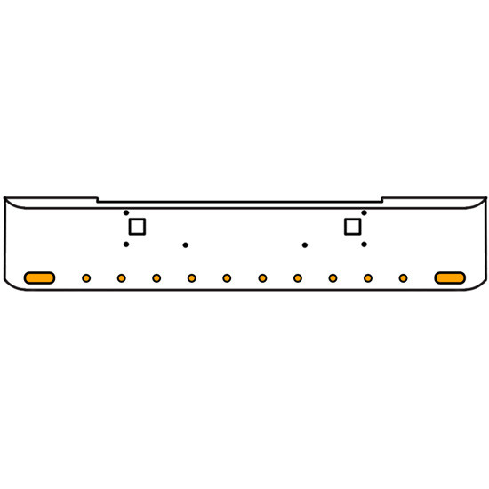 20 Inch Chrome Texas Rolled End Bumper Kit With Tow Holes And 2 Oval-10 Round 2 Inch Amber Mirage Lights With Visors For Kenworth W900B, W900L