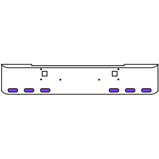 20 Inch Chrome Texas Rolled End Bumper Kit With Tow Holes And 6 Oval Amber-Purple Dual Revolution Lights For Kenworth W900B, W900L