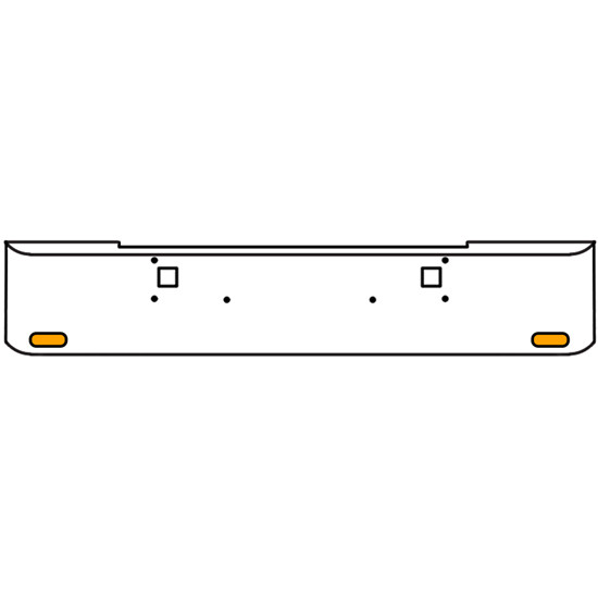 20 Inch Chrome Texas Rolled End Bumper Kit With Tow Holes And 2 Oval Amber-Clear Chrome Lights With Visors For Kenworth W900B, W900L