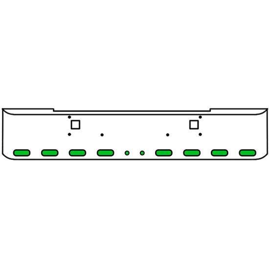 20 Inch Chrome Texas Rolled End Bumper Kit With Tow Holes And 8 Oval-2 Round 2 Inch Amber-Green Dual Revolution Lights For Kenworth W900B, W900L