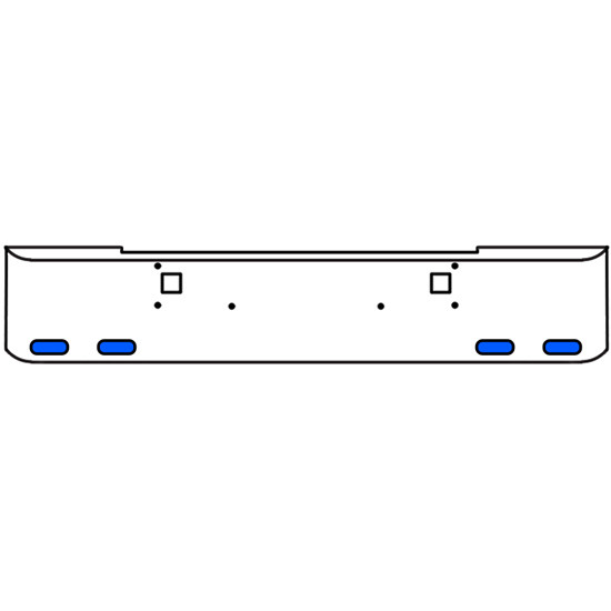 20 Inch Chrome Texas Rolled End Bumper Kit With Tow Holes And 4 Oval Amber-Blue Dual Revolution Lights With Visors For Kenworth W900B, W900L
