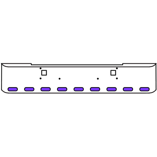 20 Inch Chrome Texas Rolled End Bumper Kit With Tow Holes And 9 Oval Amber-Purple Dual Revolution Lights With Visors For Kenworth W900B, W900L