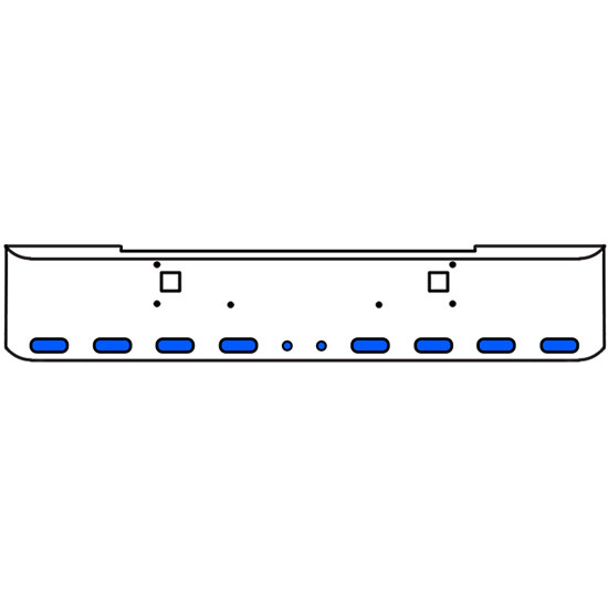 20 Inch Chrome Texas Rolled End Bumper Kit With Tow Holes And 8 Oval-2 Round 2 Inch Amber-Blue Dual Revolution Lights With Visors For Kenworth W900B, W900L