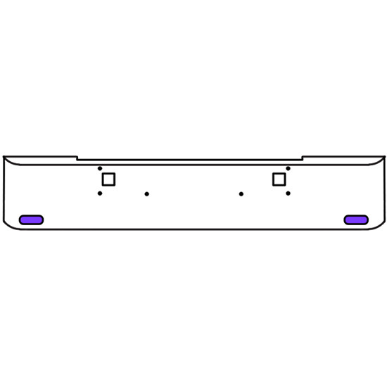 22 Inch Chrome Texas Rolled End Bumper Kit With Tow Holes And 2 Oval Amber-Purple Dual Revolution Lights For Kenworth W900B, W900L