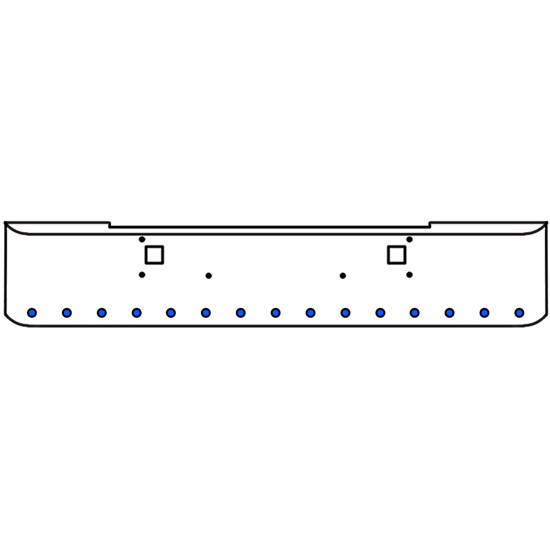 20 Inch Chrome Texas Rolled End Bumper Kit With Tow Holes And 15 Round 2 Inch Amber-Blue Dual Revolution Lights With Visors For Kenworth W900B, W900L