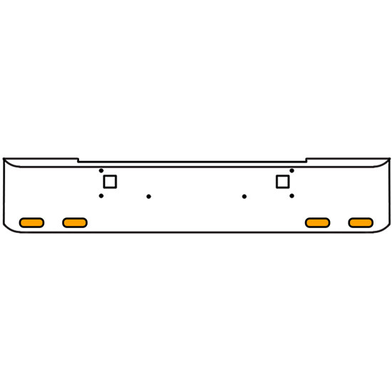 22 Inch Chrome Texas Rolled End Bumper Kit With Tow Holes And 4 Oval Amber-Clear Mirage Lights For Kenworth W900B, W900L