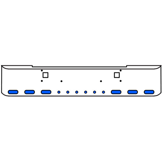 22 Inch Chrome Texas Rolled End Bumper Kit With Tow Holes And 6 Oval-6 Round 2 Inch Amber-Blue Dual Revolution Lights With Visors For Kenworth W900B, W900L