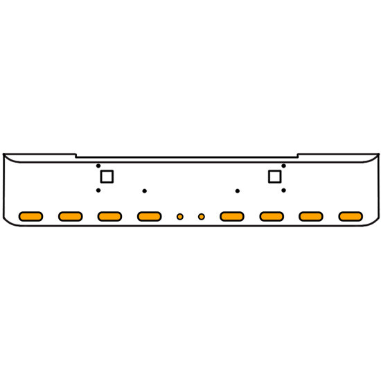 22 Inch Chrome Texas Rolled End Bumper Kit With Tow Holes And 8 Oval-2 Round 2 Inch Amber-Clear Mirage Lights With Visors For Kenworth W900B, W900L