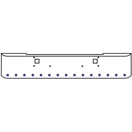 22 Inch Chrome Texas Rolled End Bumper Kit With Tow Holes And 15 Round 2 Inch Amber-Purple Dual Revolution Lights With Visors For Kenworth W900B, W900L