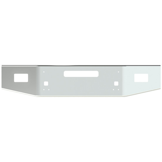 14 Inch Chrome Break Back Open End Bumper, 7 Gauge With Tapered Ends, Square Fog Light, Step And Vent Holes For Kenworth T800, T880